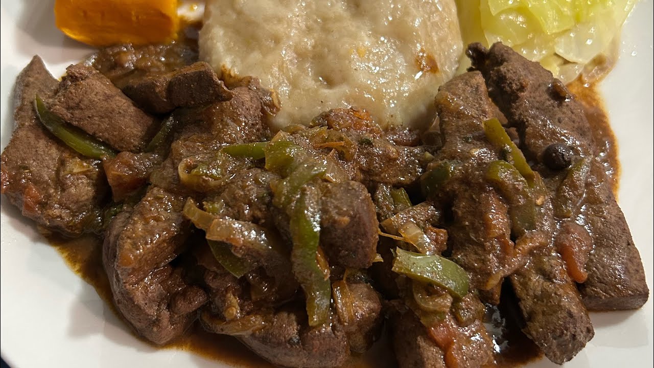 Liver Recipe, Caribbean Style. Served with boil food 