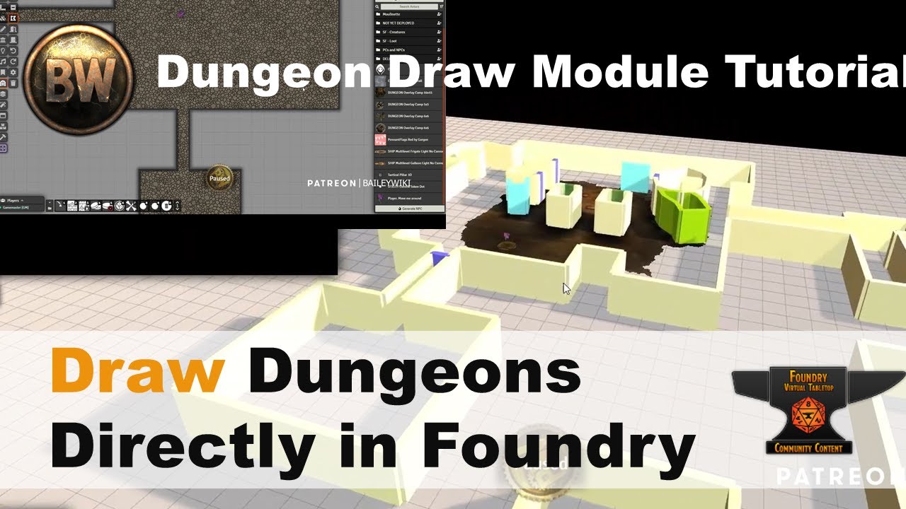 Foundry VTT Module Tutorial: Dungeon Draw. Drawing Dungeons Directly Inside Foundry!!