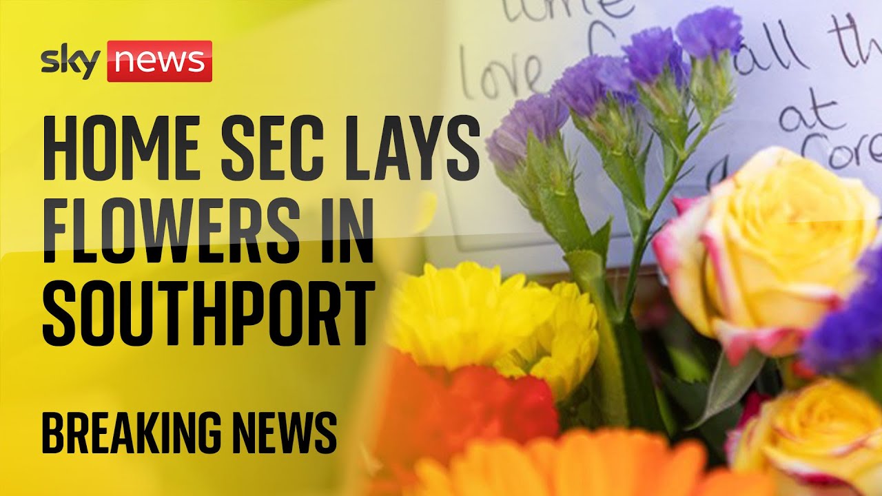 Home Secretary Yvette Cooper lays down flowers after the Southport stabbings