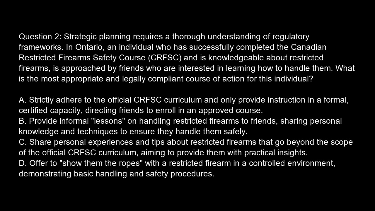 Canada  Canadian Restricted Firearms Safety Course  CRFSC  Exam Free Practice Test And Answers Updat