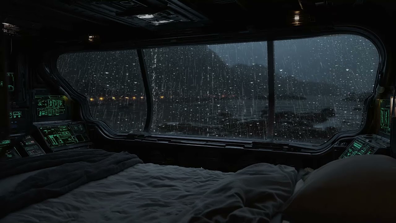 Relaxing Alien Ship Rain & Thunderstorm Ambience | Deep Sleep, Study, Meditation Sci-Fi Sounds