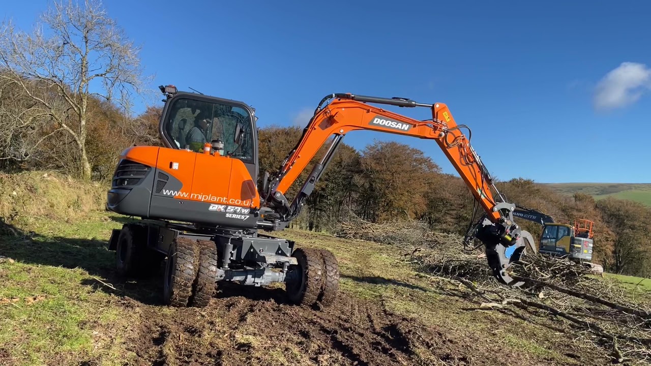 New Doosan DX57W-7 in Action on  Dartmoor, owned by M I Plant Engineering Ltd.