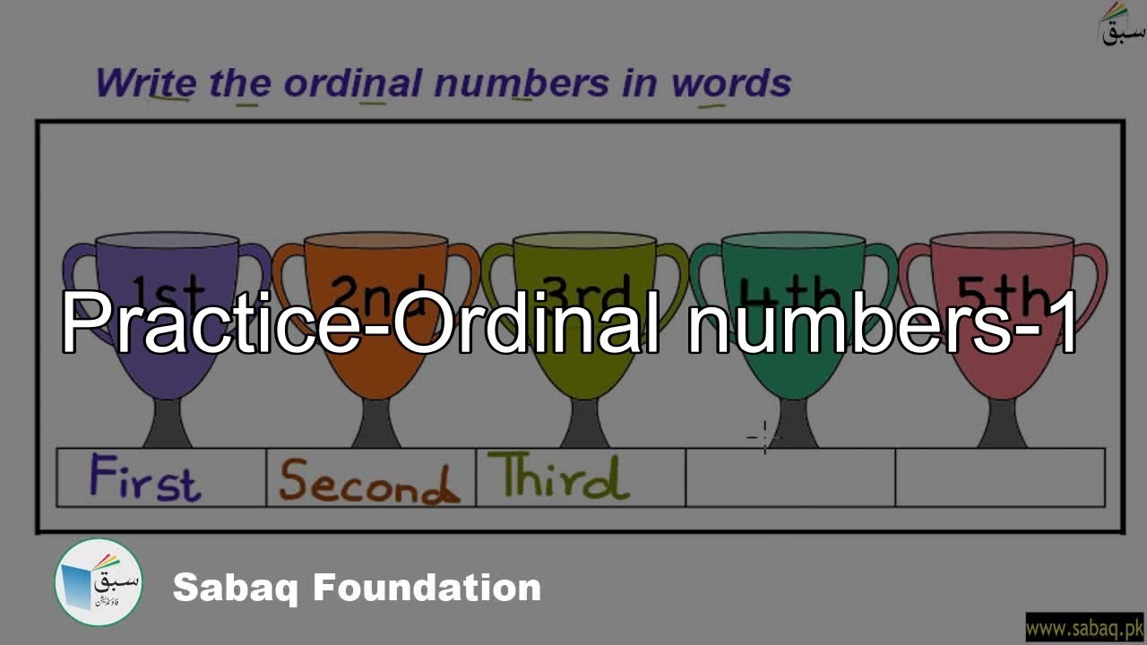 Practice-Ordinal numbers-1, Math Lecture | Sabaq.pk
