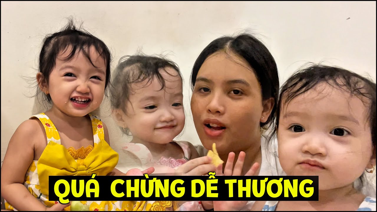 Ba bé sinh ba hớn hở thưởng thức món bánh quê mẹ Yến Nhi đi chợ mua về | BA NÀNG TIÊN
