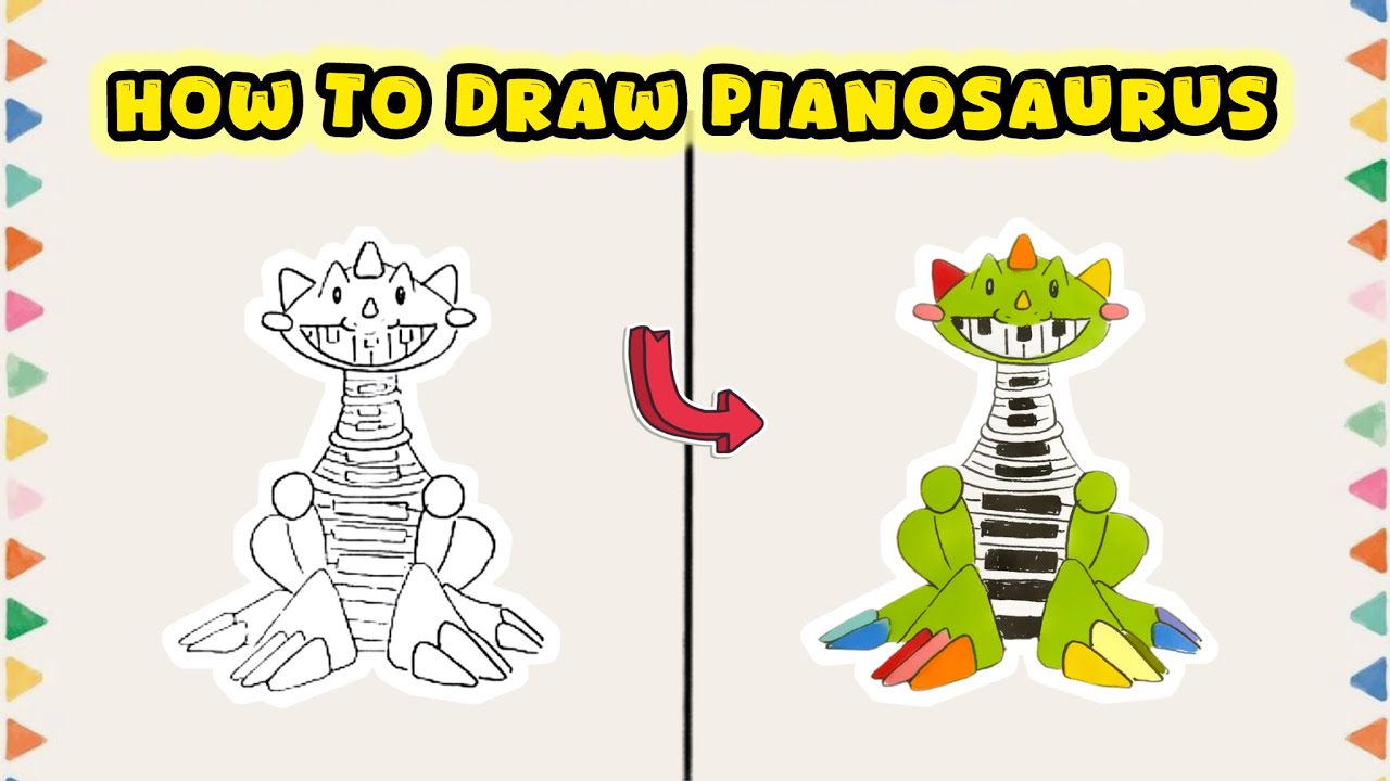 How to Draw Pianosaurus from Poppy Playtime – Game Character Art