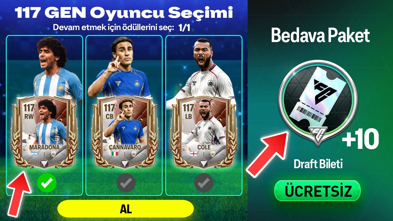 EA COŞTU HERKESE ÇOK KOLAY 117 GEN SEÇİMİ 😱 117 MARADONA BEDAVA +10 DRAFT FİŞİ FC Mobile