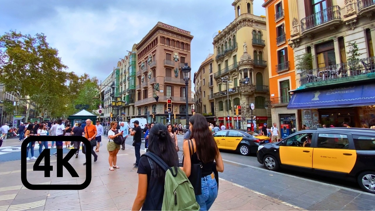 Spain 4K [Walking Tour] Barcelona — La Rambla, Ciutat Vella & Boqueria Market