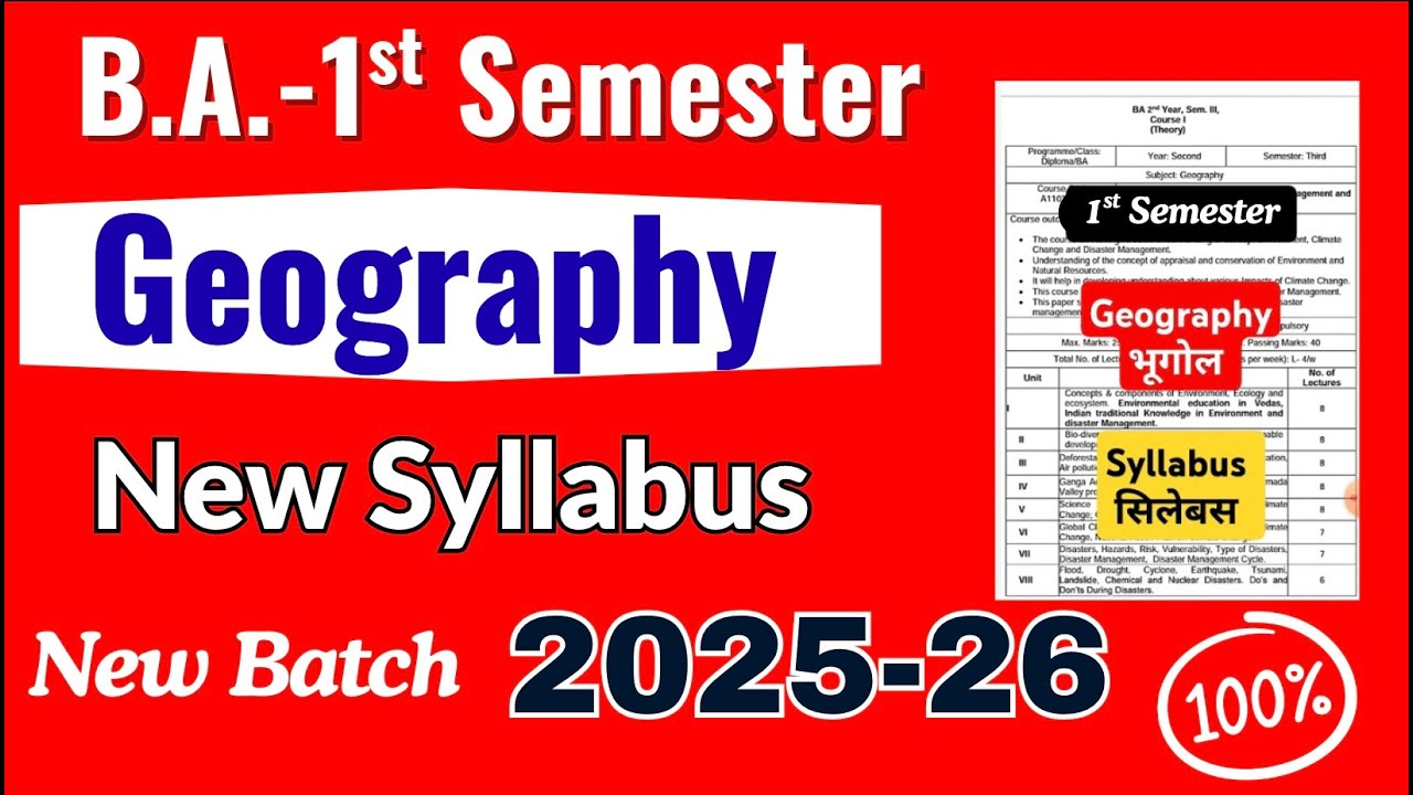 B.A. 1st Semester Geography New Syllabus 2025-26 | Complete Details in Hindi