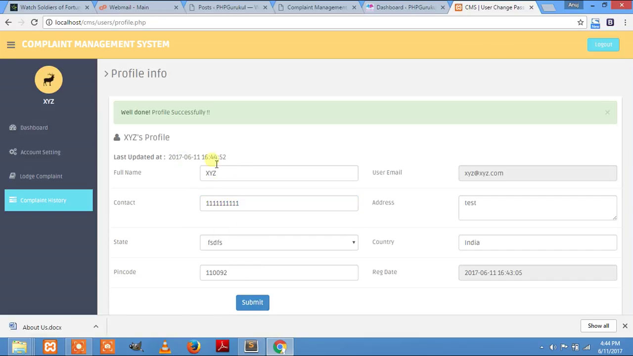 complaint management system- CMS  PHP Project(Free Download)