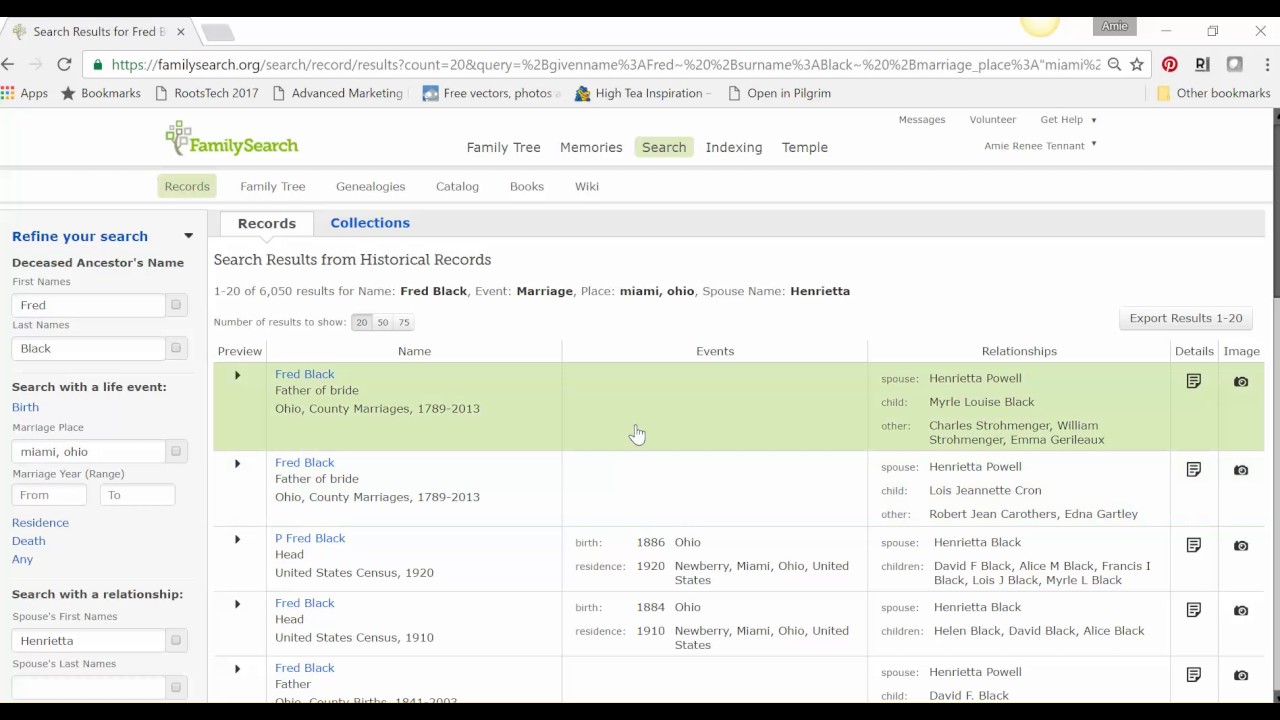 Find a Marriage Record using FamilySearch