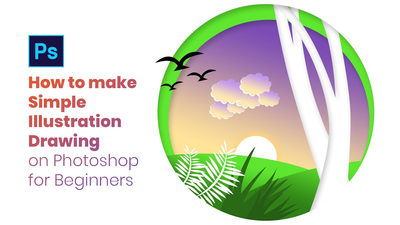 How to make simple Illustration Drawing on Photoshop for Beginners