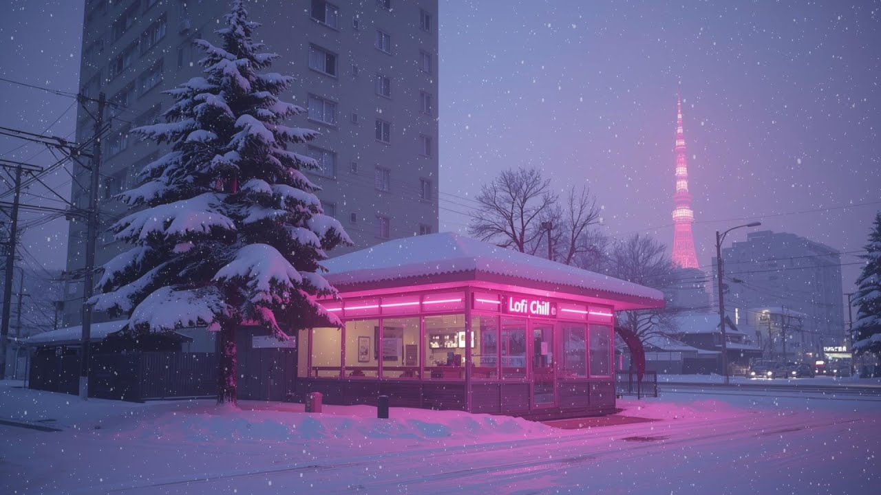 Snowy Pink Café in Japan 🌸 Calm Lofi Chill for Study, Focus & Sleep