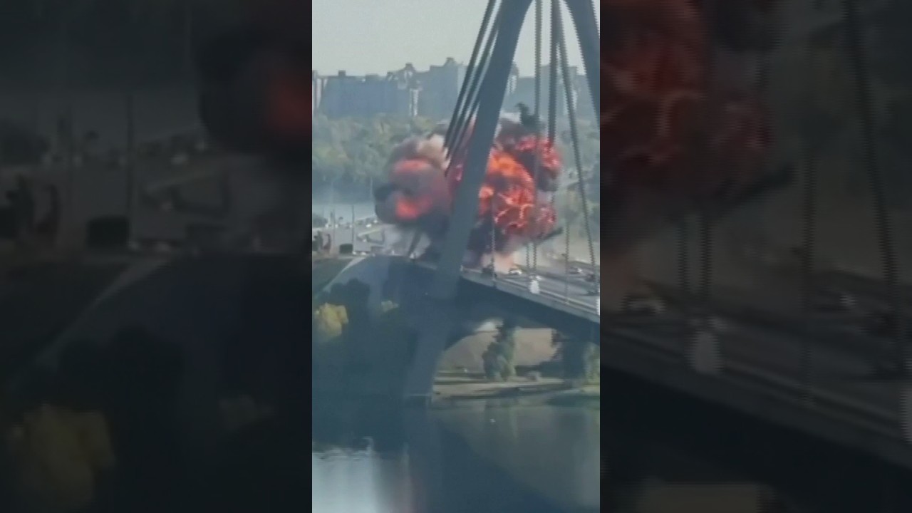 Russian drone strikes North Bridge in Ukrainian capital of Kyiv