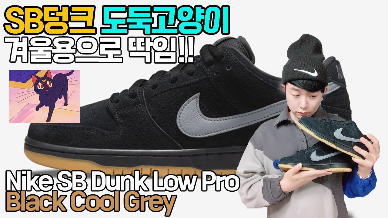 나이키 SB 덩크 로우 프로 블랙 쿨 그레이 실착리뷰, 코디정보(전체 스웨이드라서 겨울에 딱이에요!! 관리도 어려움) Nike Dunk Low Pro Black Cool Grey