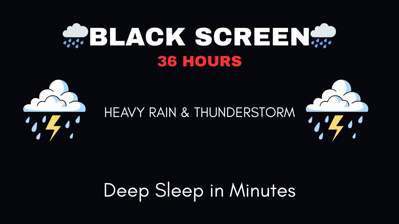 🌧️ Massive Rainstorm & Thunder ⚡ | Black Screen White Noise