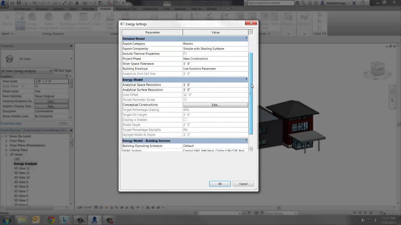 Анализ энергопотребления в Revit с использованием концептуальных конструкций.