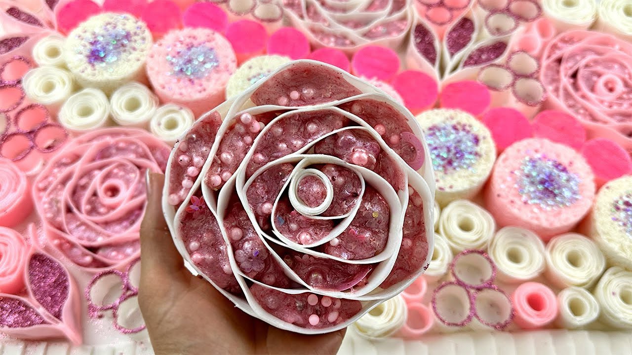 Crushing Soap #87 | ASMR SOAP | Crushing soap roses with slime. Chalk plates.