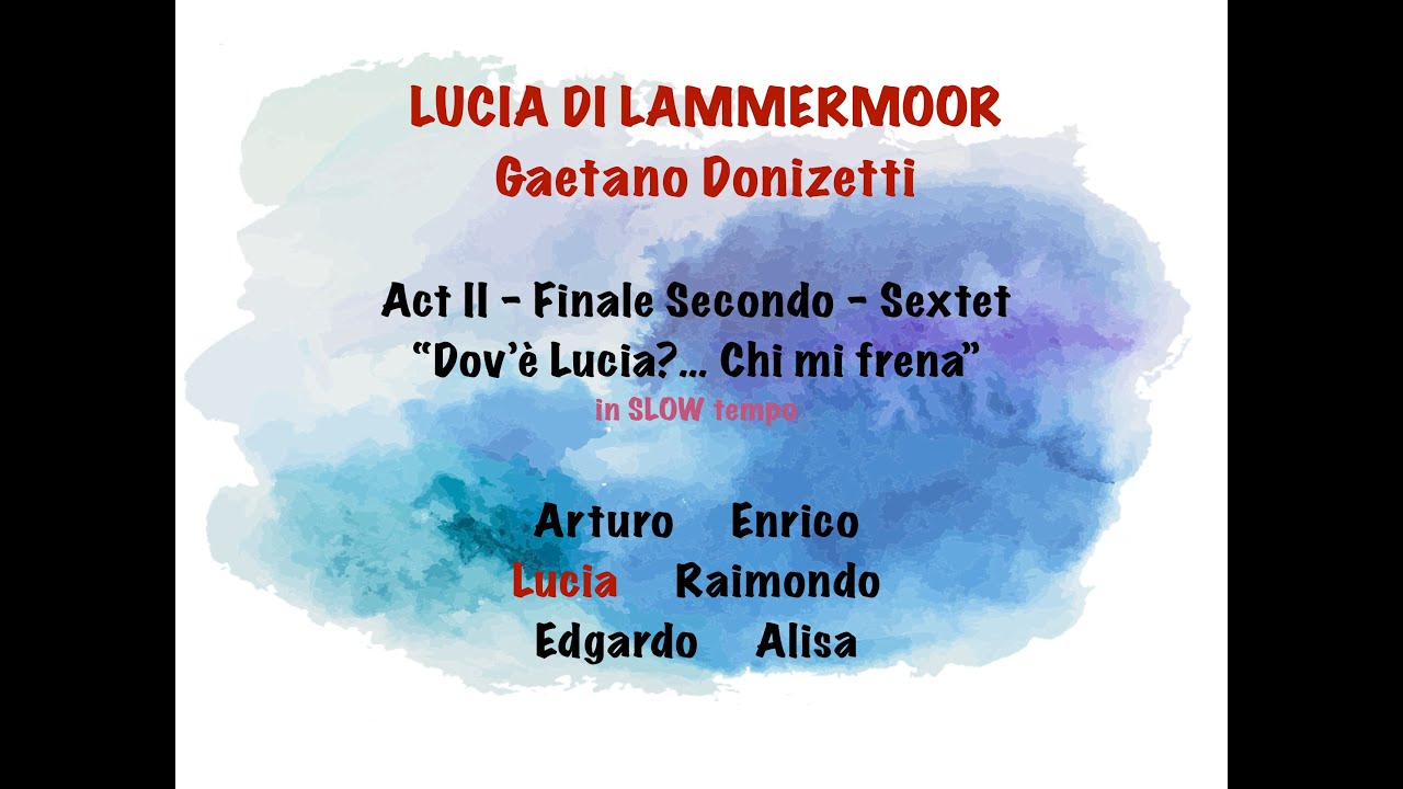 Donizetti - Lucia di Lammermoor - Act II Finale Sextet - LUCIA's line highlighted - Study SLOW tempo