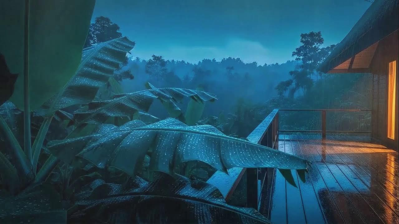 Forest Cabin Rain + Sky Thunder Beats to Fall Asleep Instantly 🌧️