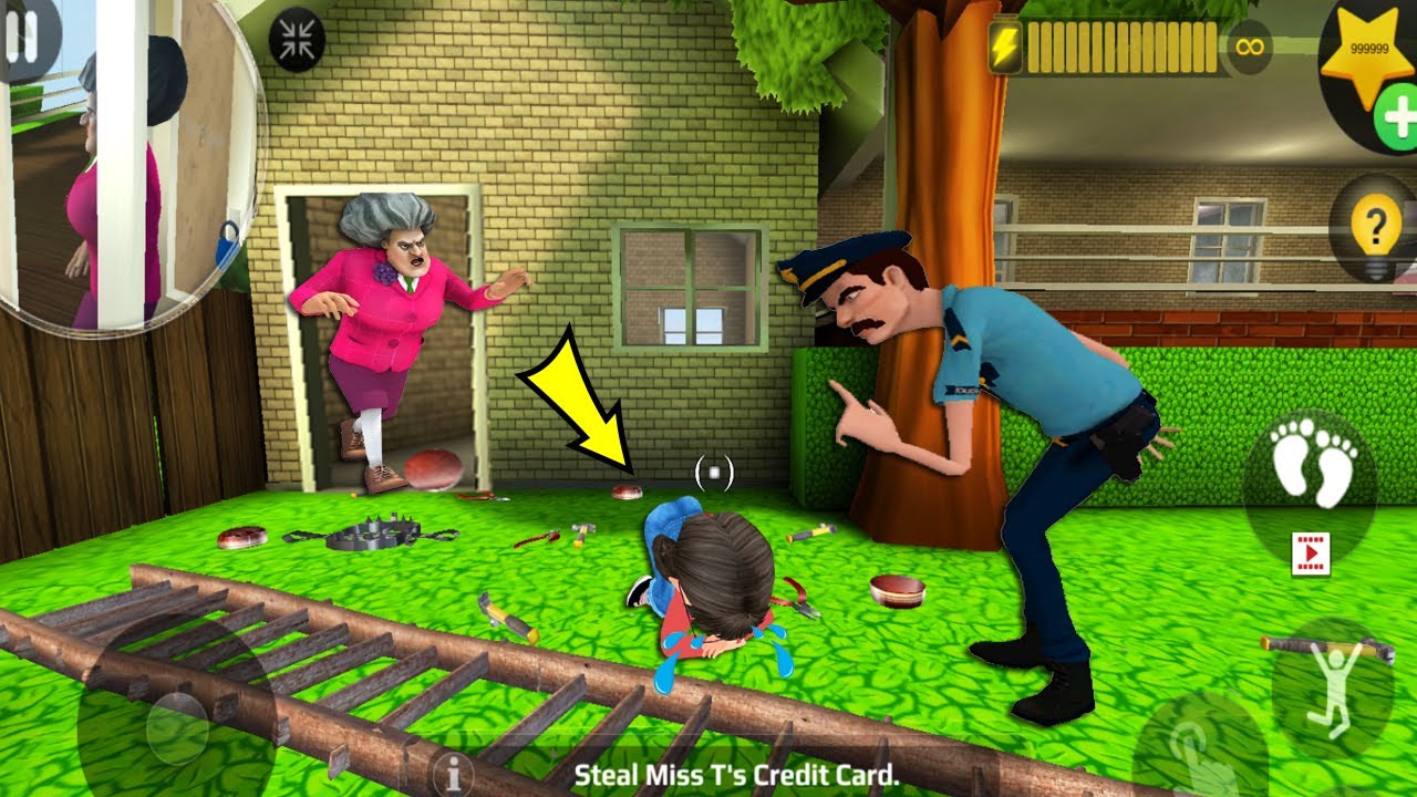 Scary Teacher 3D - New updater - troll Miss T fell face down so fun part 5438#scaryteacher3d