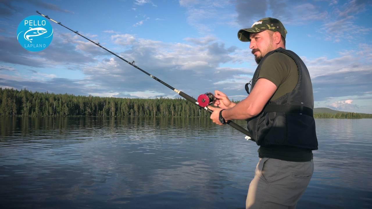 Fishing in Miekoj&auml;rvi Lake in Pello in Lapland Finland - Arctic Circle Lake - zander &  pike fishing