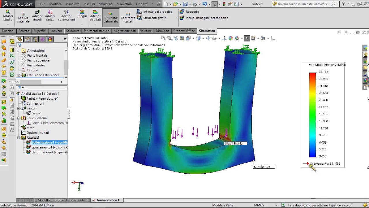 Tutorial Solidworks  Analisi statica e analisi della fatica
