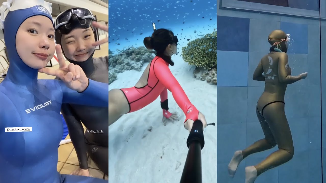 Female Freediving Shiny Wetsuits Reviews #31