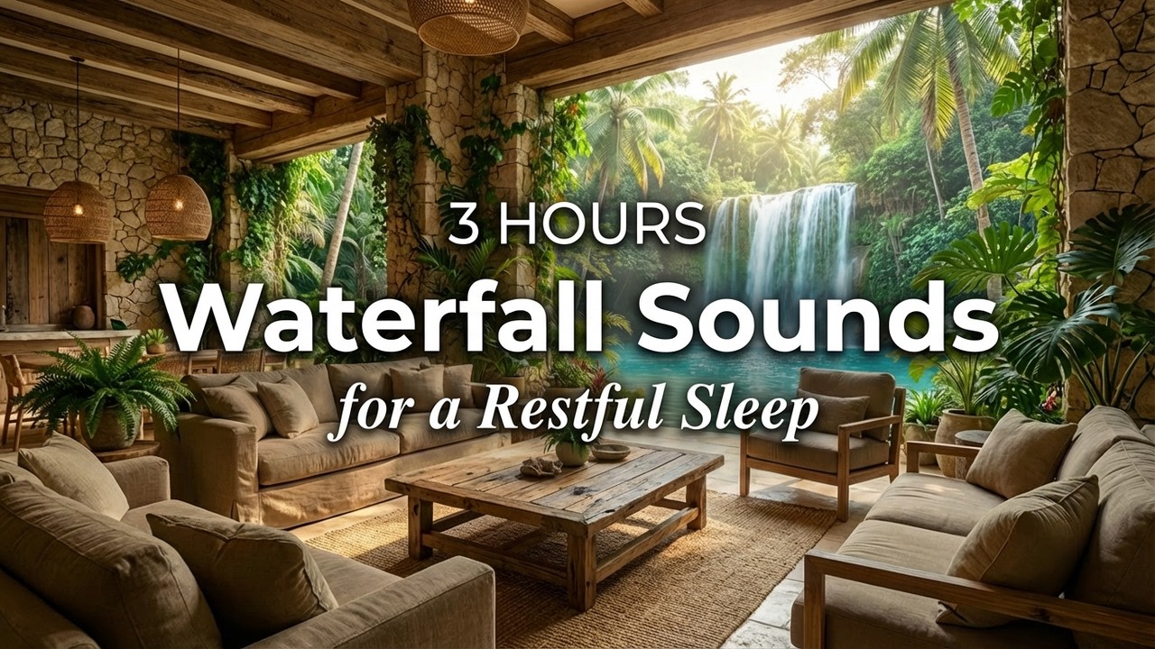 3H Waterfall & Birds Sounds in a Luxe Jungle Retreat | Nature's Lullaby for Anxiety Relief