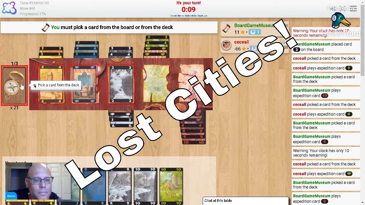 Lost Cities Board Game Session