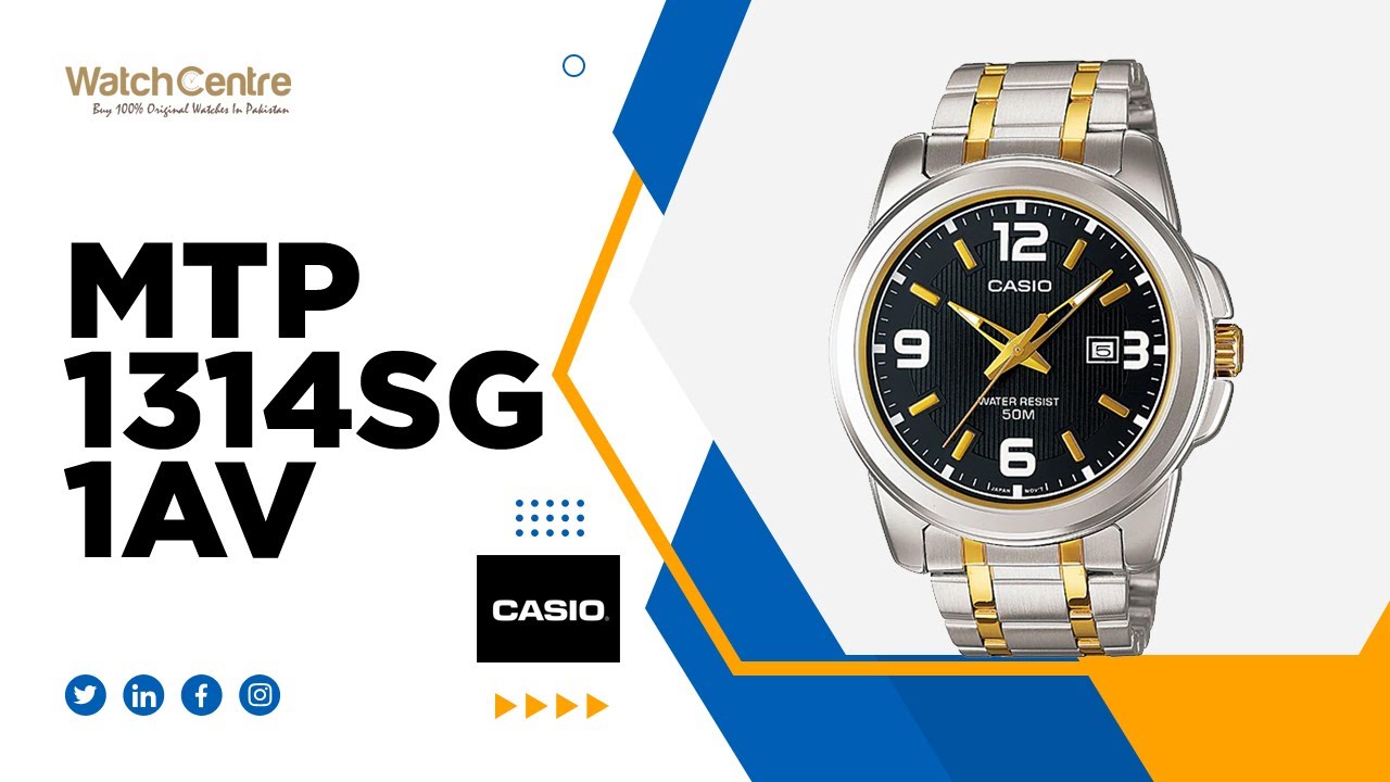 Casio MTP 1314SG 1AV Enticer Men's Analog Quartz Wrist Watch in Black Dial & Two Tone Chain