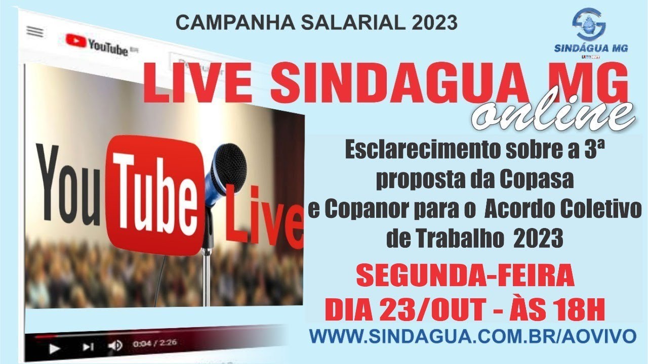 Live Sindagua proposta da Copasa e Copanor para o  ACT  2023