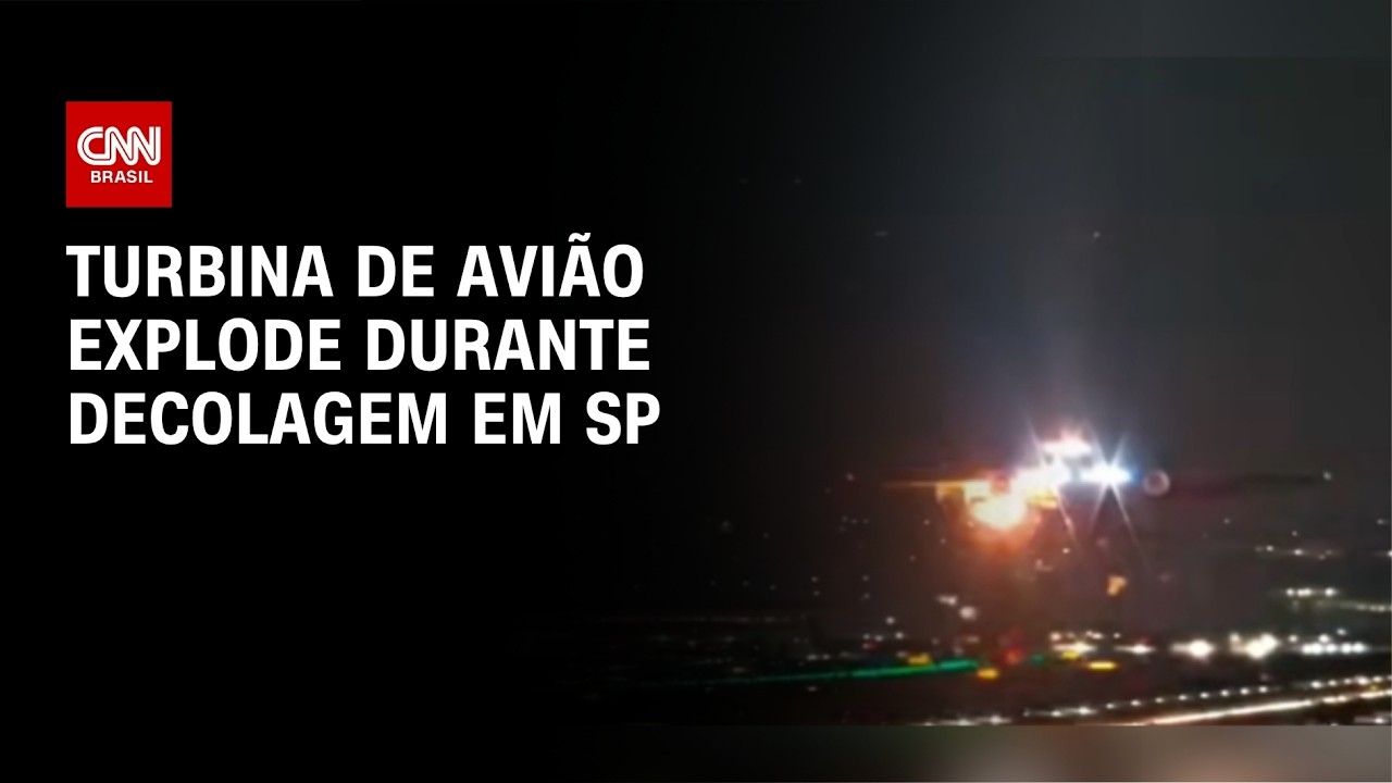 Turbina de avi&atilde;o explode durante decolagem no Aeroporto de Guarulhos | CNN NOVO DIA