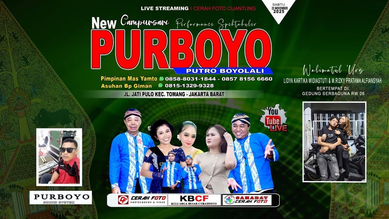 🔴 Live 22/11/2025 Cs. PURBOYO 085880311844 | Pernikahan : Lidya & Rizky | PURBOYO Sound - Tomang