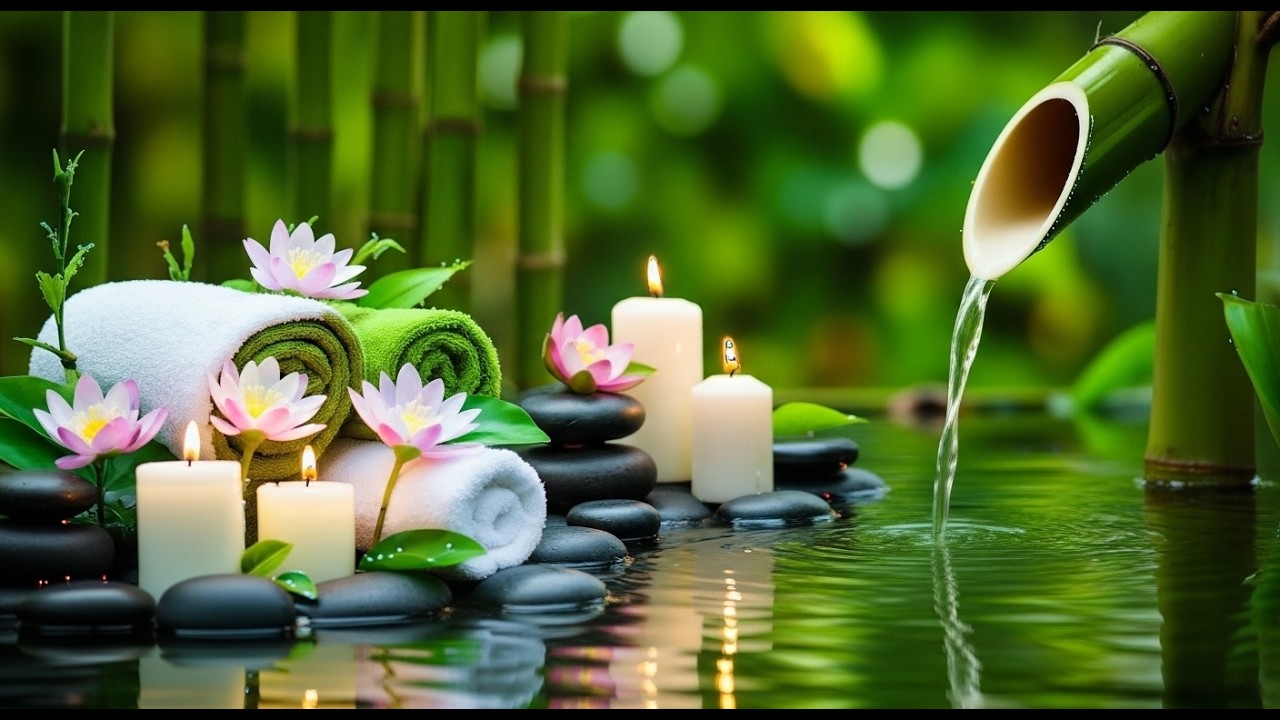 Relaxing Sleep Music with Bamboo Water Sound🌿Deep Sleep Music, Meditation, Calm Anxiety, Spa BGM