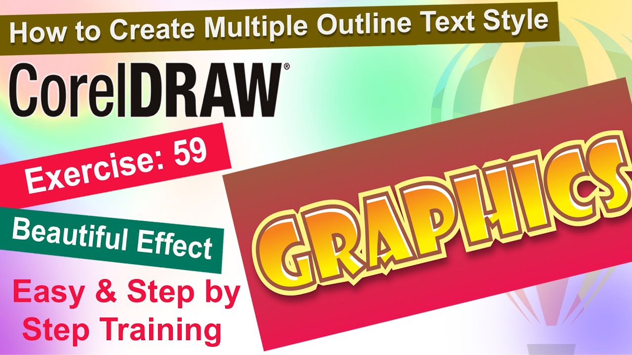 Как создать эффект многоконтурного текста в Corel Draw. Упражнение № 59 | YN Tutor