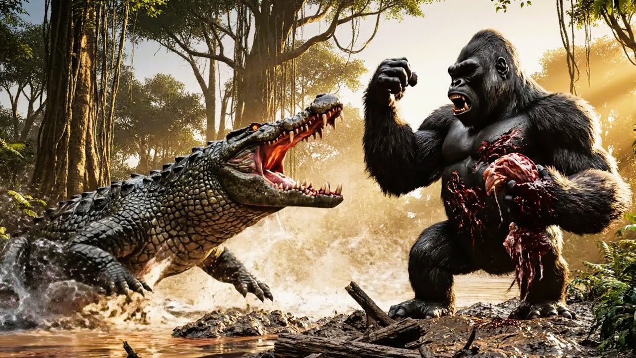 KONG vs GIANT CROCODILE The Deadly Death Roll! Full Fight