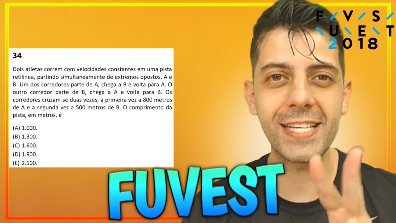 FUVEST 2018 - Q34 Mat - Dois atletas correm com velocidades constantes