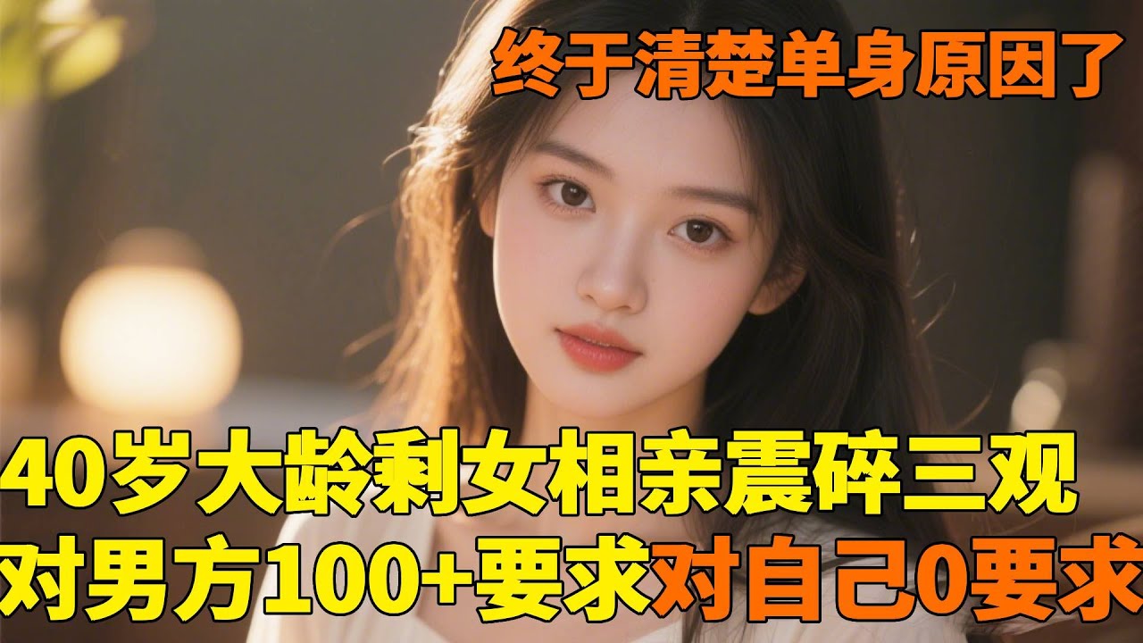 一位40歲大齡剩女焦慮了，對男方要求極高對自己零要求，結果被現實打臉，何去何從？紅娘：終於清楚單身原因了！