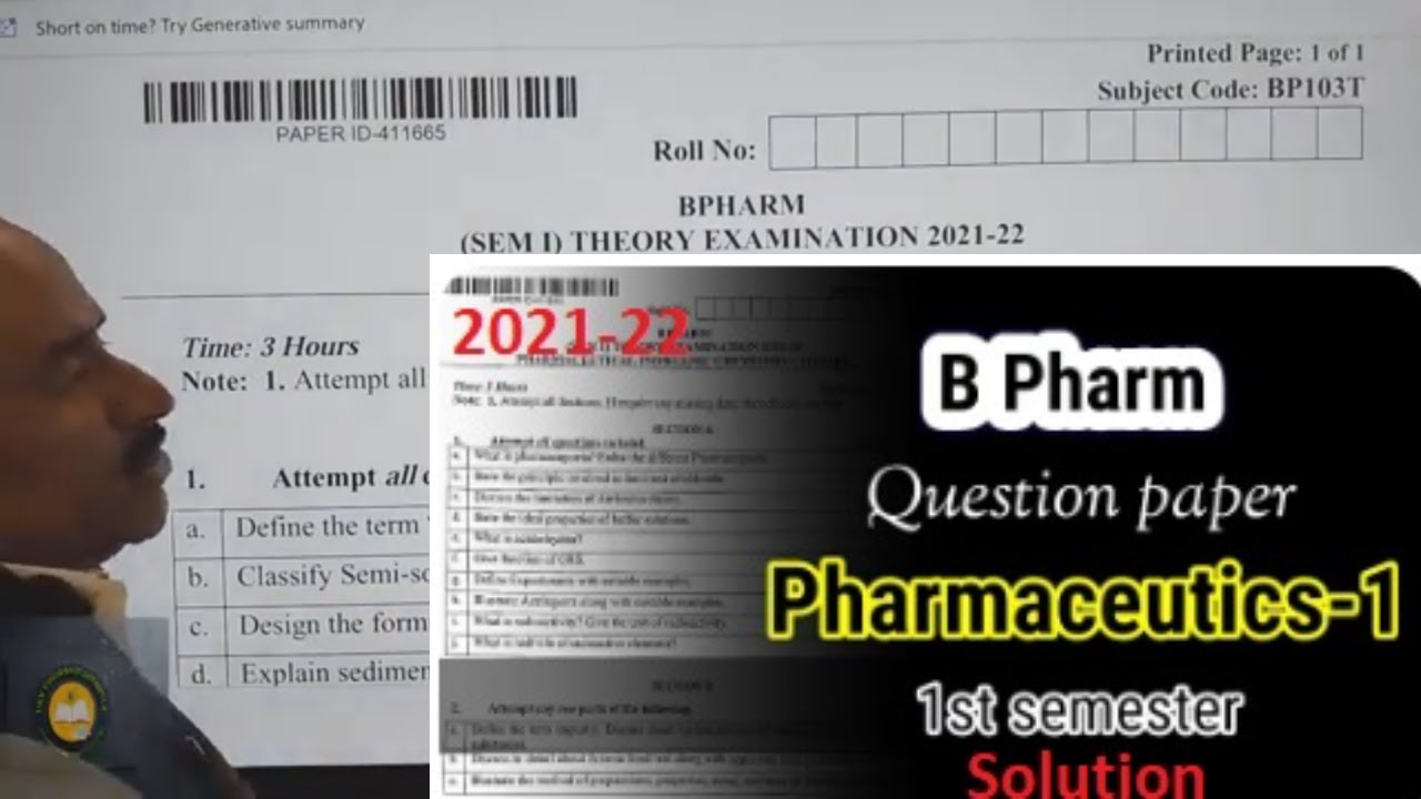 AKTU b pharm 1st semester pharmaceutics paper solution | b pharma 1st year question paper 2021