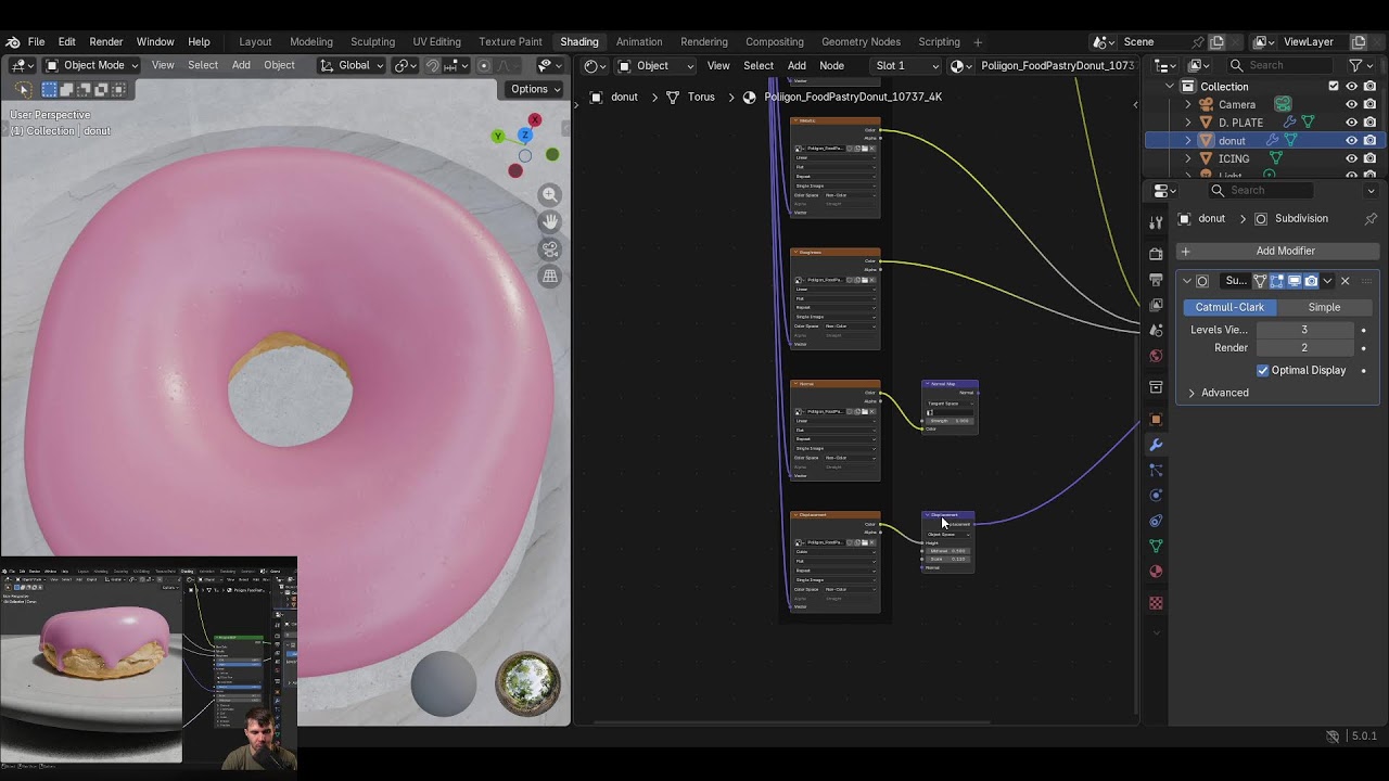 Learning how to make DONUT in Blender from BlenderGuru [ Day 3-continued ]