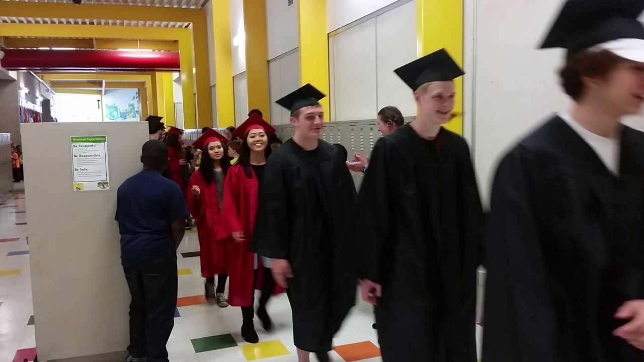 John Marshall senior parade through Gage Elementary
