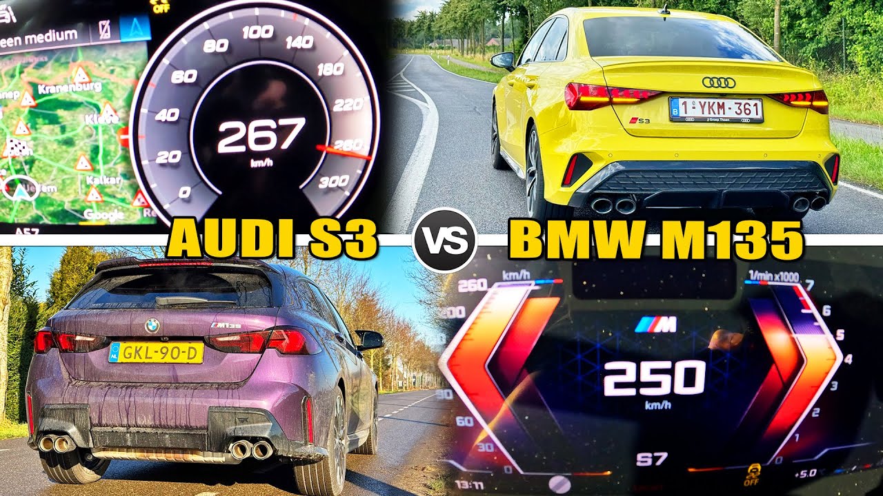 AUDI S3 8Y vs BMW M135 F70 // 0-200 LAUNCH CONTROL on AUTOBAHN POV & SOUND