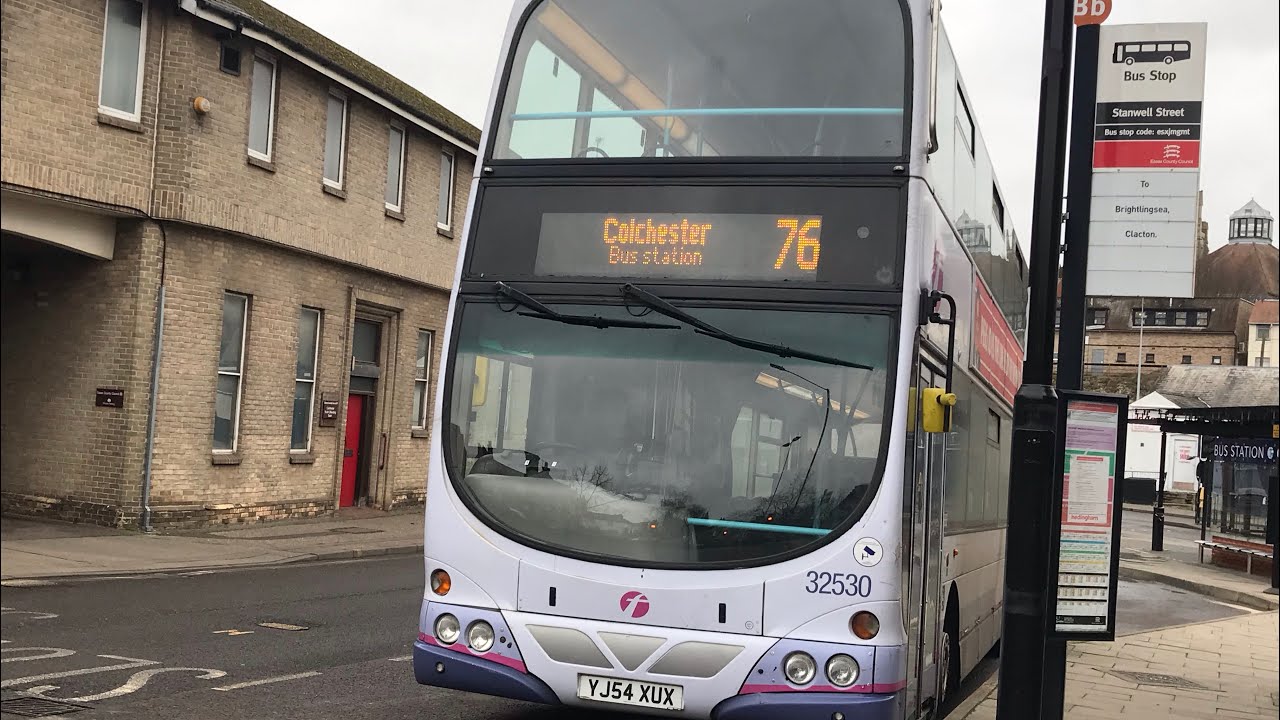 Route 76 First Essex Volvo Wright B7TL bus from Great Clacton to Frating *Hellfire kickdowns*