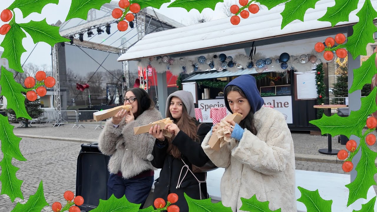 VLOGMAS ⛄️ :#9 DZIEWCZYNY PRÓBUJĄ POLSKIE JEDZENIE Z JARKARMU  🎄🎅|SARA
