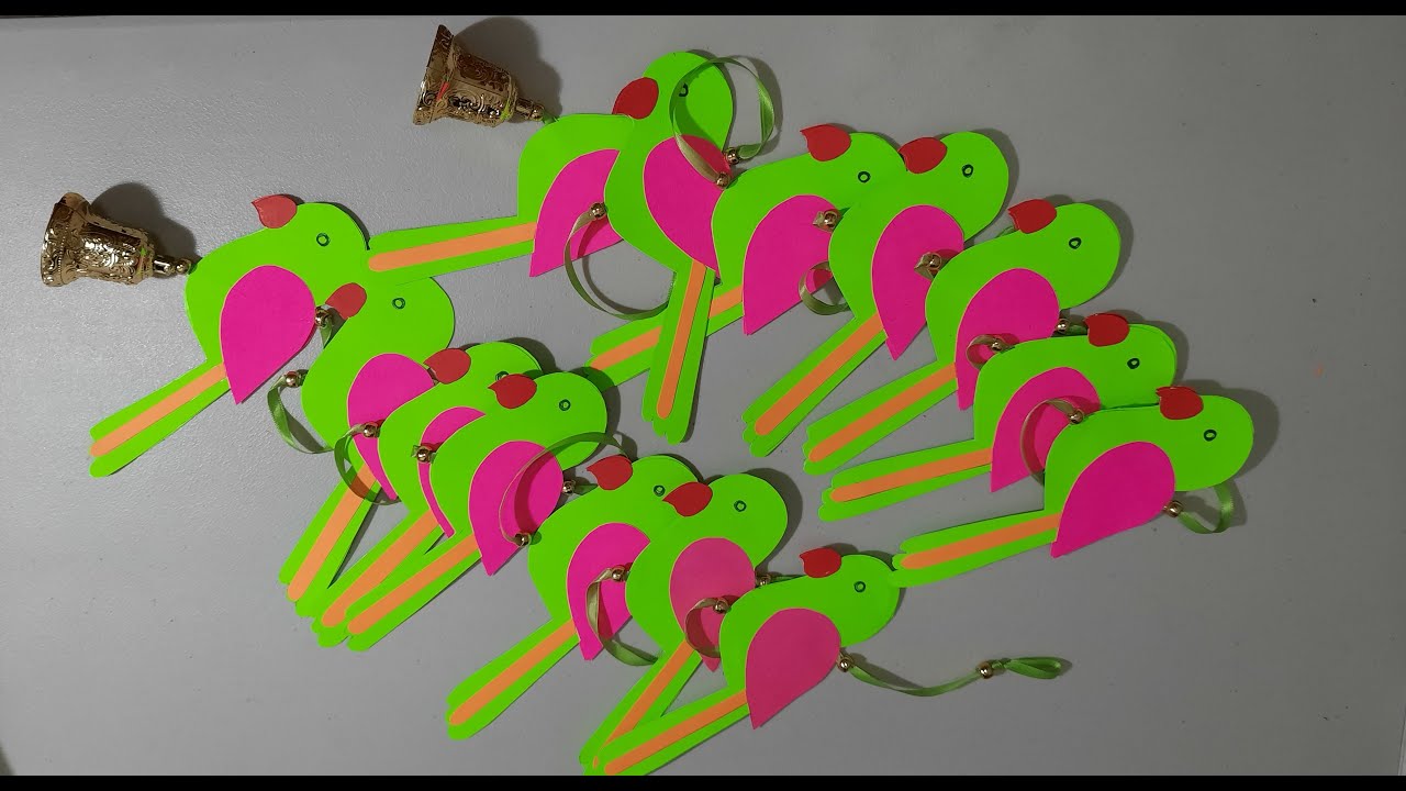 Paper Parrot Hanging Decoration (Festival/ pooja decoration )