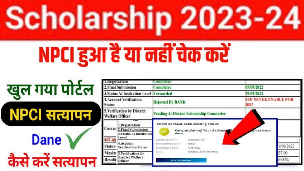NPCI Link to BANK Kaise Check ✅ Kare 2023.UP Scholarship NPCI link with Bank account #upscholarship