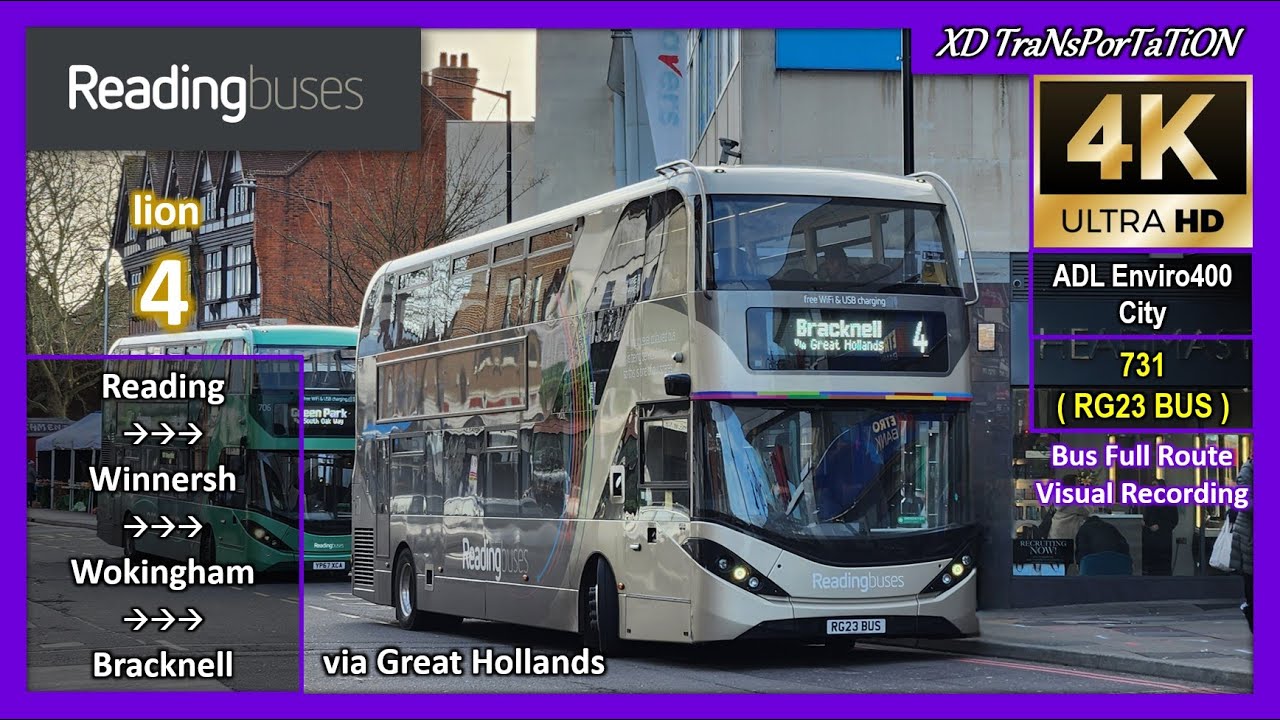 [Reading buses] lion 4 ~ Reading, St Mary's Butts ➝ Bracknell Bus Station【4K UW】