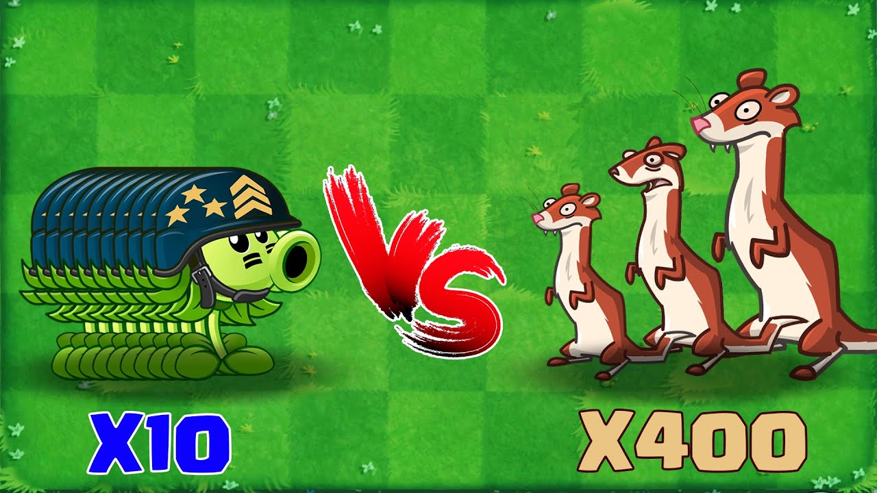 PVZ 2 Challenge - 10 Plants Vs 400 Ice Weasel - Who Will Win?