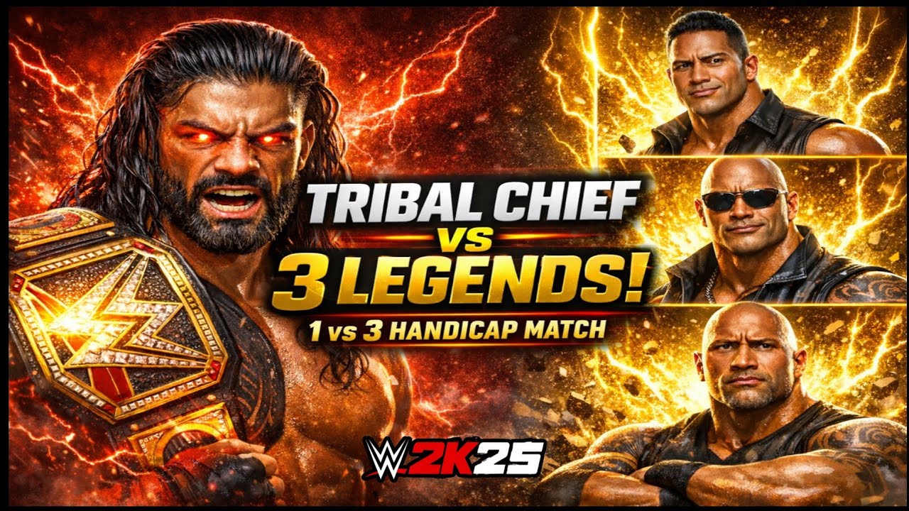 Roman Reigns Vs Triple Rock 1 Vs 3 Handicap Match WWE 2k25 