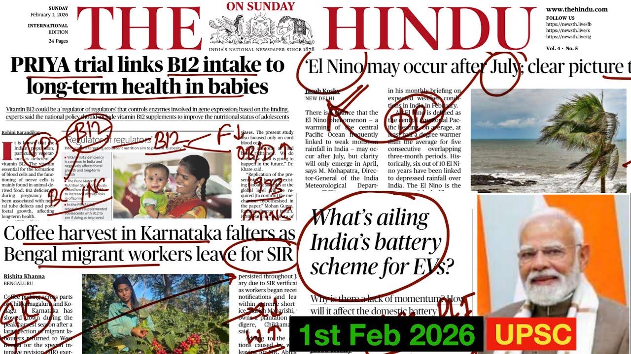 1 FEBRUARY 2026 The Hindu Daily News Analysis for UPSC, RBI, NABARD, SSC& More|UPSC Current Affairs